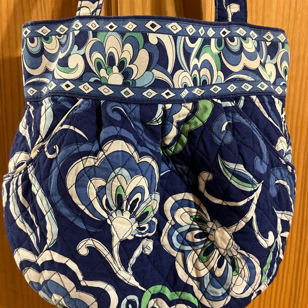 Vera Bradley Quilted Bucket Handbag Mediterranean Blue